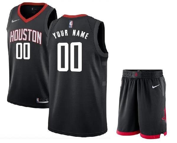 Баскетбольная форма Houston Rockets чёрная (СВОЯ ФАМИЛИЯ)