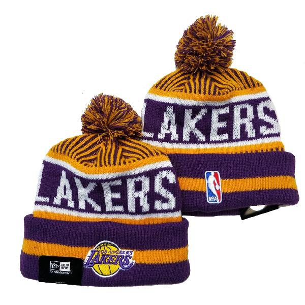 Баскетбольная шапка Lakers Желтая с фиолетовыми полосками