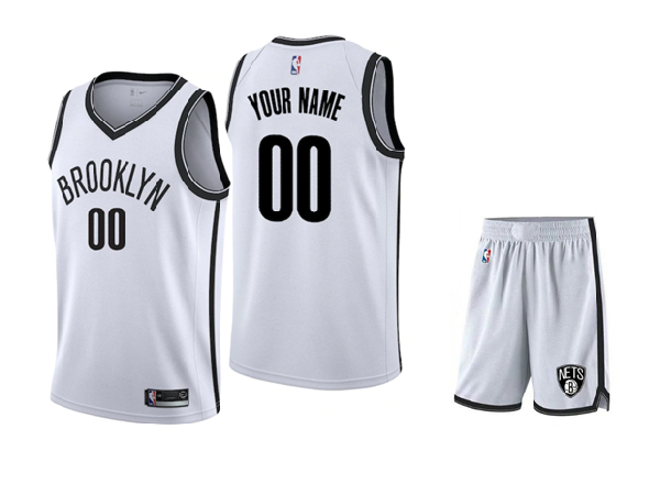Баскетбольная форма Brooklyn Nets белая (СВОЯ ФАМИЛИЯ)