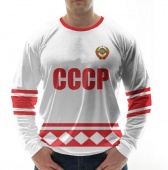 (ЛЮБАЯ ФАМИЛИЯ) Хоккейные свитшот СССР белый