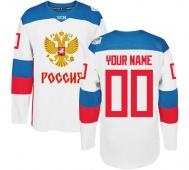 (ЛЮБАЯ ФАМИЛИЯ) Хоккейный свитер Сборной России на КМ 2016 со своей фамилией белый  